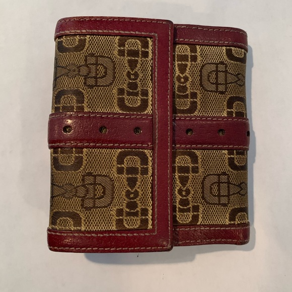 AUTH Gucci Brown Red Horsebit Monogram Wallet - Picture 3 of 10